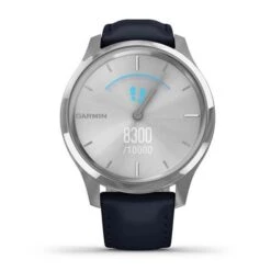 Garmin Vivomove Luxe Leather GPS Watch Silver - Blue -Golf Essentials Shop GARH5127001 3 L