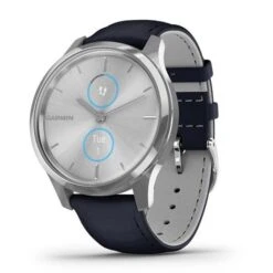 Garmin Vivomove Luxe Leather GPS Watch Silver - Blue